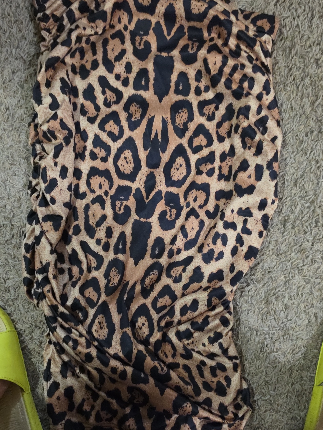 Shein Curve Leopard Print Midi Skirt In Tan And Black